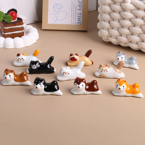 日式陶瓷猫咪小狗柴犬摆件筷子托筷子架卡通精致家用可爱动物筷枕