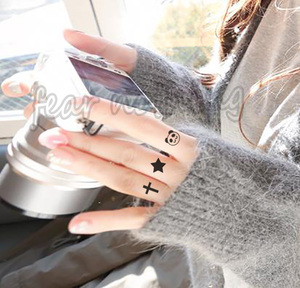 新品 纹身贴纸 防水 女 手指组合十字骷髅铁锚蝴蝶结皇冠 纹身贴