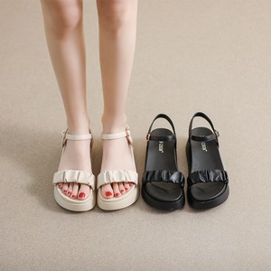 小码凉鞋女313233厚底一字带夏季2022年新款时尚松糕罗马沙滩鞋34