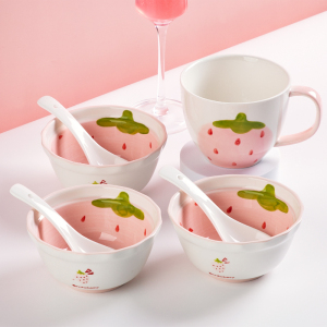 可爱碗筷单人一套精致漂亮碗盘套装一人食餐具陶瓷碗家用2021新款