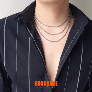 配饰蛇骨链项链男潮小众潮牌细男士素百搭钛钢颈男生锁骨毛衣链子