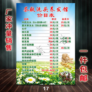 茶麸洗头养发海报价格表价目表项目表定制免费排版定制设计生姜图