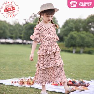巴拉巴拉女童2024夏季新款韩版连衣裙中大儿童雪纺裙子蛋糕裙女孩