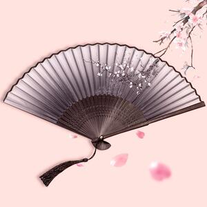 配饰桃花扇古装开合动漫古典式红色黑红古风扇子折扇女装饰仙女