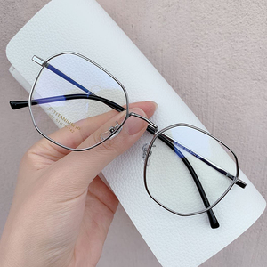钛合金近视眼镜框女超轻八边菱形眼镜框可配度数防蓝光眼睛显瘦脸