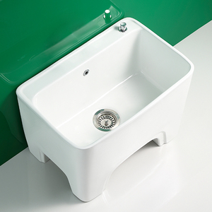 高脚陶瓷洗拖把池阳台墩布盆家用拖布池卫生间大号落地式水槽60cm