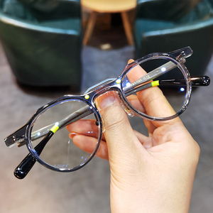 简丹新款板材眼镜框男女可配高度数个性时尚小圆框眼镜可配近视