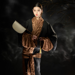 佛伦汉服鱼尾直裾袍《之隐》秦汉复原接来料中国风非影楼古装戏曲