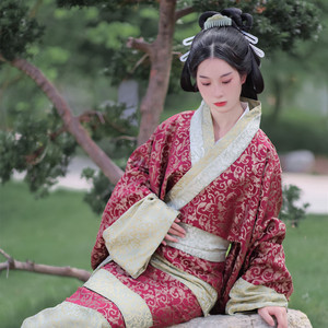 服装男汉服男士曲裾臣子官服汉朝书生汉服直裾深衣乐乐呵呵59945