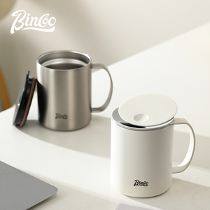 Bincoo不锈钢马克杯带盖办公室杯子保温咖啡杯高颜值家用水杯茶杯