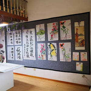 磁性毛毡墙国画书法国画羊毛毡墙磁吸性铁板贴工笔展示幼儿园写作