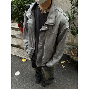 MaxDstr 美式复古美拉德麂皮绒立领夹克外套男女工装冬季加厚外套