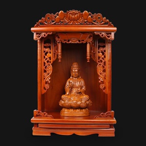 家用小型佛龛现代简约实木供桌佛台观音神供架子挂墙财神爷小佛台