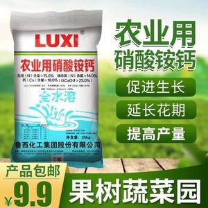 鲁西硝酸铵钙速效氮肥全水溶花肥叶面肥 钙肥 补钙 防裂果脐腐病