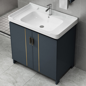 轻奢落地式洗脸盆现代简约浴室柜组合卫生间洗手盆洗漱台一体台盆