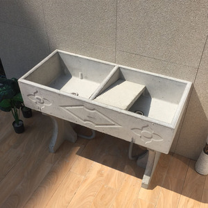 户外水泥水槽仿石头大理石洗衣池带搓板庭院水池台盆农村洗菜家用