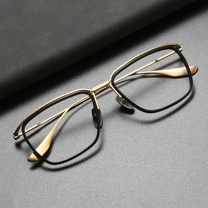 纯钛手工男士款日式复古方框眼睛眼镜框架近视镜可配有度数女透明