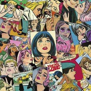 洛洛家欧美波普风复古手帐贴纸爱哭的小姐姐少女人物相册装饰贴画