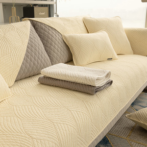 全棉沙发垫四季通用布艺防滑暖色纯棉坐垫简约沙发套罩巾防尘盖布