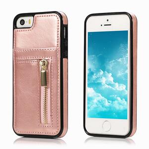 适用于iphone5s手机壳拉链卡包零钱创意苹果5s可装放插卡皮套全包