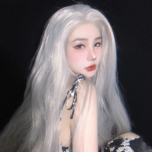 网红假发女长发白色古装古风cos男女万用直发中分刘海自然假发套