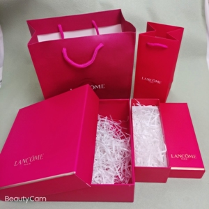 lancome/兰蔻玫红色当支400ml大粉水爽肤水护肤品礼盒空盒手提袋