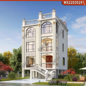 欧式三层别墅农村自建房设计施工图纸9x10米带小洋楼效果图