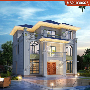 欧式三层别墅农村自建房设计施工图纸13x11米带小洋楼效果图