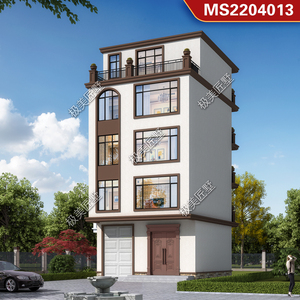 现代风格五层别墅农村自建房设计施工图纸8x8.5米带小洋楼效果图