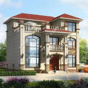 2020欧式三层别墅农村自建房设计施工图纸11x8米带小洋楼效果图