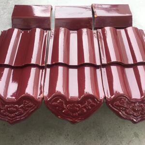 波形瓦三曲瓦1515陶土瓦片双筒围墙瓦门头滴水瓦玫红绿色琉璃瓦