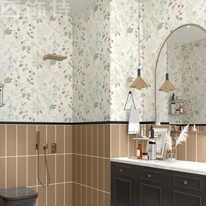 卫生间墙贴法式奶油风壁纸防水加厚自粘浴室瓷砖翻新贴纸复古墙纸