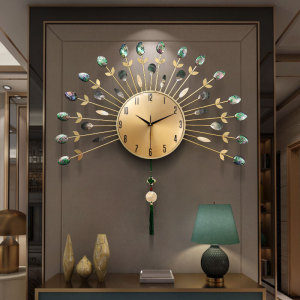 创意贝壳挂钟客厅大气挂墙时钟现代轻奢静音钟表家用时尚艺术挂表