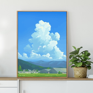 唯美天空风景diy数字油画手工涂鸦丙烯填充色油彩画画房间装饰画