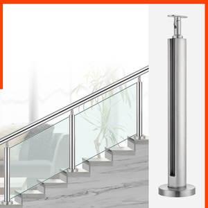 室内304不锈钢楼梯扶手护栏圆形别墅内卡槽栏杆户外阳台玻璃围栏