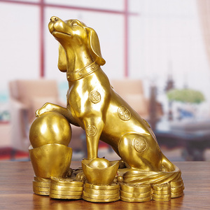 纯铜全铜招财旺财狗摆件生肖金狗吉祥物家居客厅镇宅黄铜工艺品