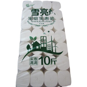 雪亮卫生纸 家用木浆纸巾 无心卷筒纸 家庭实惠装 4层 28卷10斤