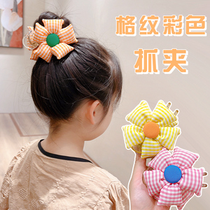 女童马尾抓夹儿童丸子头盘发神器花朵碎发整理夏季小女孩发夹发饰