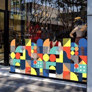 创意布景彩色童装幼儿园静电贴画橱窗玻璃简约工作室装饰几何艺术