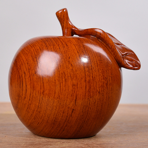 花梨实木雕刻苹果摆件檀木头根雕平安夜礼物红木质家居装饰工艺品