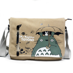 动漫单肩包 宫崎骏龙猫挎包Totoro新款纯棉洗水帆布书包 龙猫书包