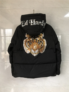 ed埃德哈迪潮牌亮片老虎头秋冬新款加厚保暖羽绒服外套90白鸭绒