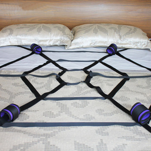 sm固定床上体位道具分腿玩具束缚捆绑手铐脚铐蜘蛛网成人情趣用品