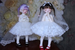 BJD 6分娃衣 娃娃衣服配件 洋装 花嫁婚纱 （纯白之梦）现货袜子