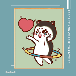 减肥猫diy数字油画儿童填色画卡通可爱猫咪手工填充水油彩装饰画