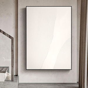 手绘油画白色极简抽象侘寂风挂画玄关客厅装饰画立体线条肌理壁画
