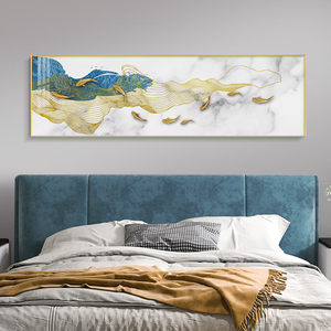 九鱼图卧室床头装饰画主卧房间背景墙挂画现代轻奢壁画招财风水画