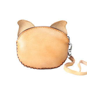 手工真皮零钱包卡通硬币包创意树膏皮小钱包可爱猪头小包钥匙包