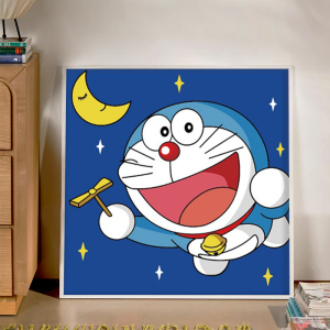 哆啦a梦diy数字油画简单儿童手工涂色填充卡通画治愈丙烯油彩画画