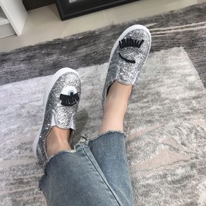 【清仓】 Chiara Ferragni 手工 羊皮 亮片眨眼 厚底平底 乐福鞋